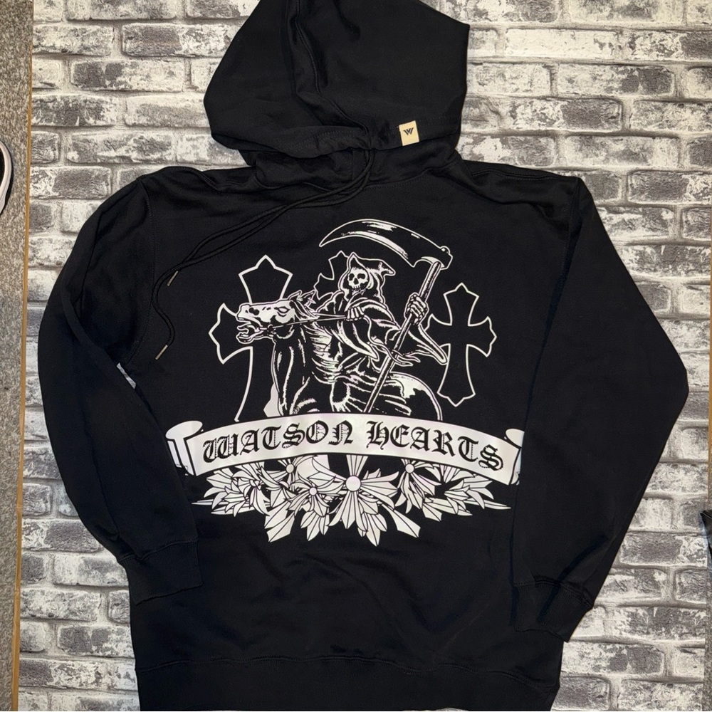 Watson Hearts Heavyweight Bedazzled Hoodie With Pockets Streetwear Size Medium